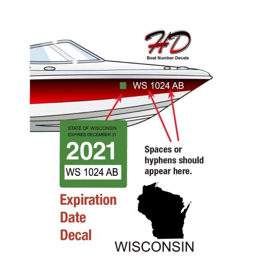 Wisconsin Boat Number Registration Decal Display Laws Hoosierdecal